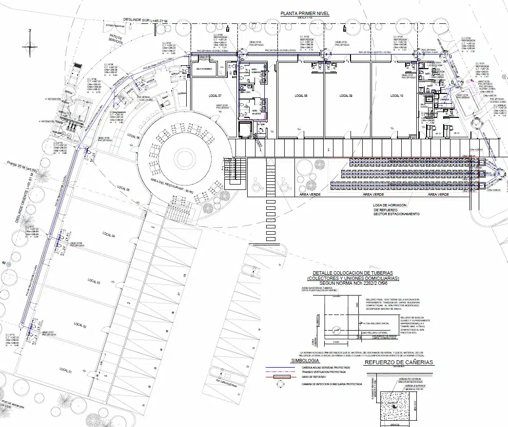 Planta alcantarillado strip center Calera