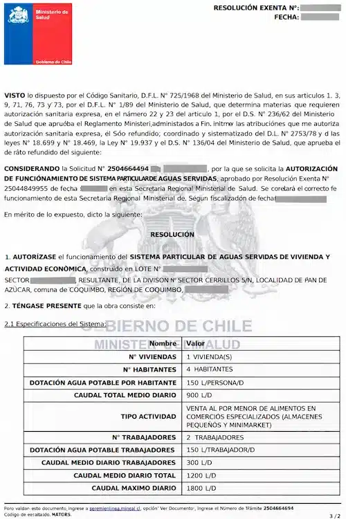 resolución sanitaria de autorización de alcantarillado Coquimbo