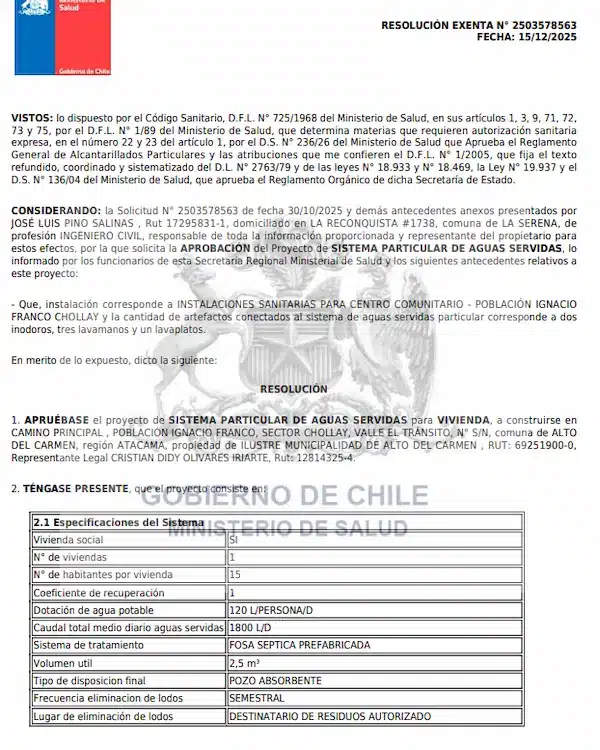 Resolución Chollay Alcantarillado
