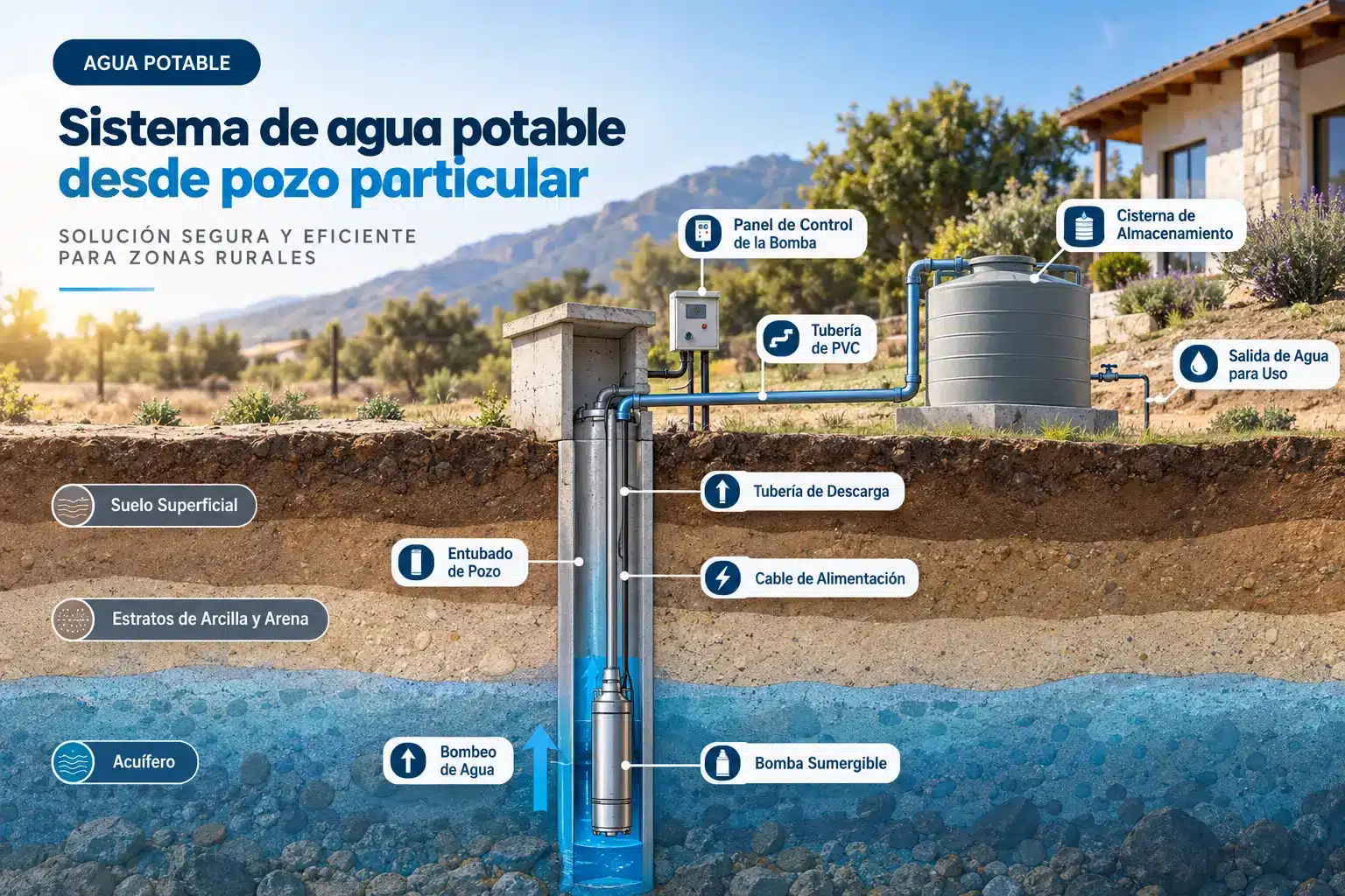 Evaluación sanitaria de agua proveniente de pozo o noria
