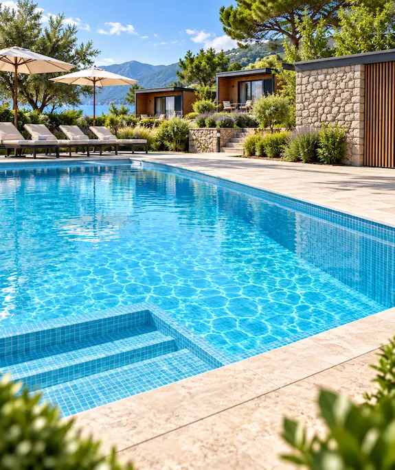 Piscina de uso público restringido para camping o alojamiento