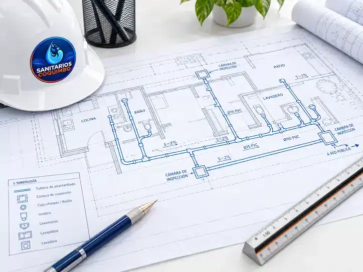 Plano de alcantarillado para vivienda